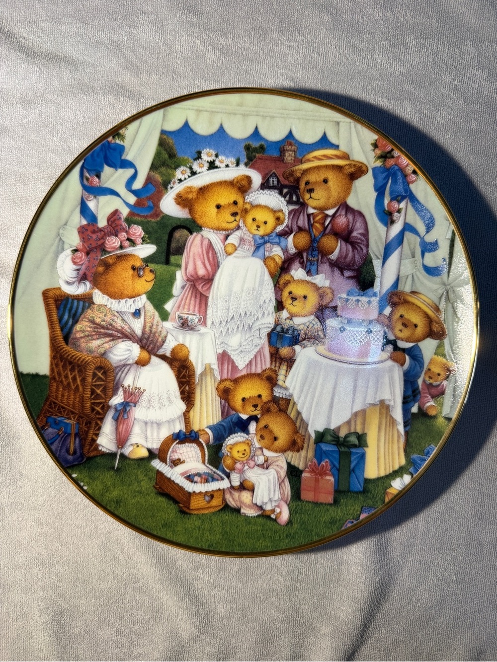 Franklin Mint Limited Edition Porcelain Teddy Bear Birthday Plate HA1062A